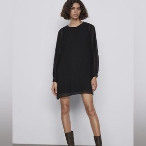 Zara Pleated Mini Dress with Sheer Overlay NWT! Never worn